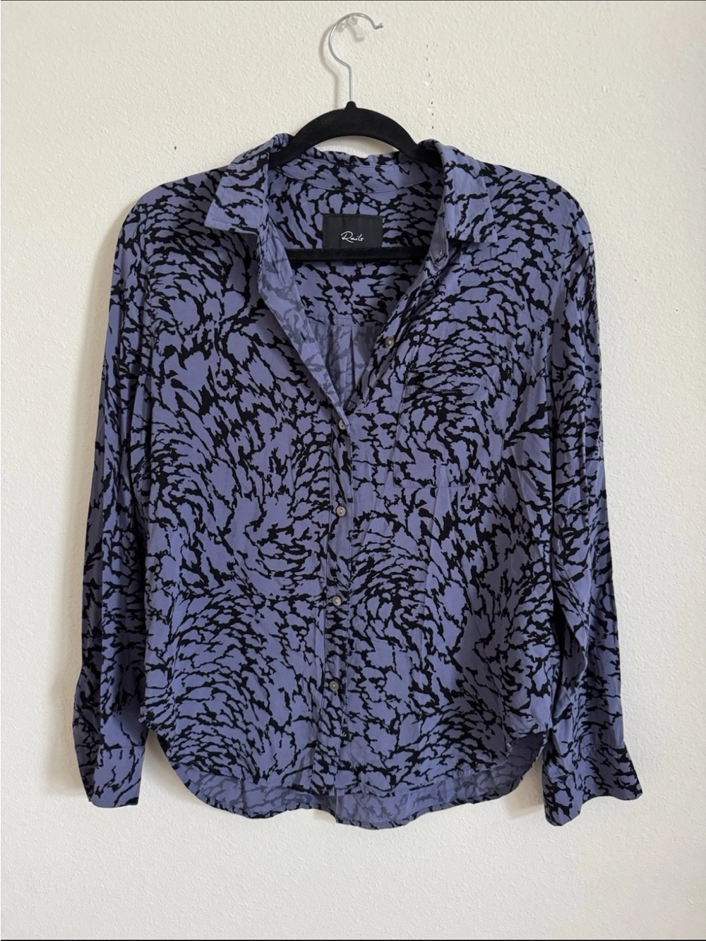 Rails Josephine Jagged Marble Blue Button Up Work Office Shirt Size S